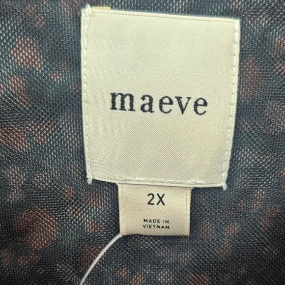 Anthropologie Maeve Womens Plus Size 2X Mutton Sleeve Scoop Neck Floral Top NWT - Picture 5 of 11